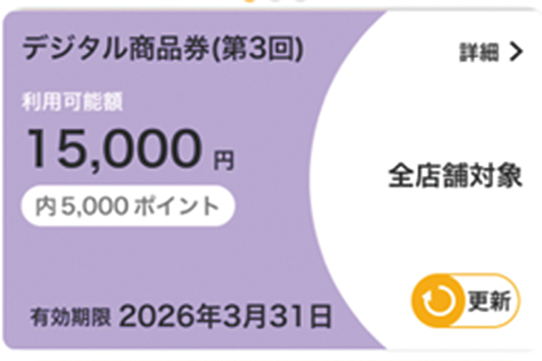ハチペイデジタル商品券(第3回)の画面
