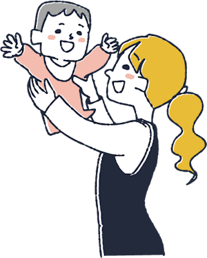 赤ちゃんを抱き上げる人のイラスト