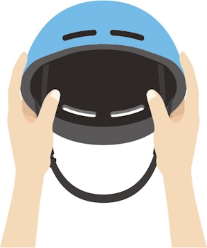 ヘルメットをもつ両手のイラスト