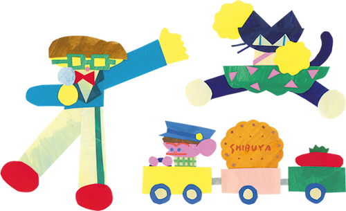 ネコや汽車などイベントのビジュアルイラスト