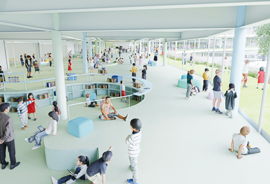 小中一貫教育校（千駄谷小学校・原宿外苑中学校）新校舎 内観イメージ