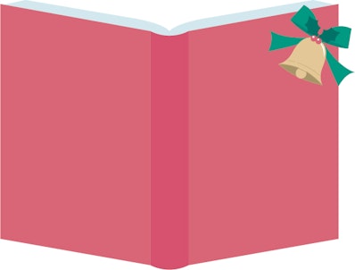 クリスマスベルの飾りがついた本のイラスト