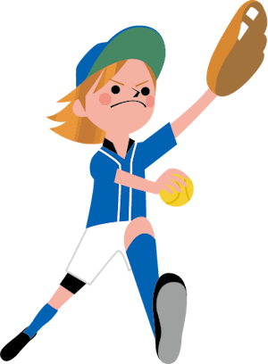 ソフトボールをする人のイラスト