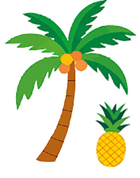 パイナップルとヤシの木のイラスト