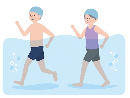 水中ウォーキングをしているイラスト