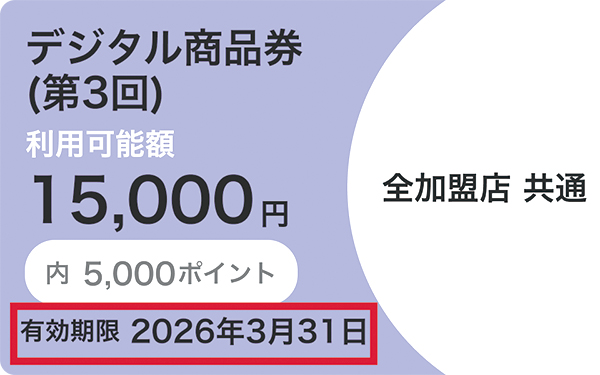 ハチペイデジタル商品券の有効期限の表示箇所