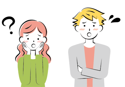困っている人と焦っている人のイラスト