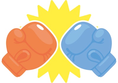 赤と青のボクシンググローブのイラスト