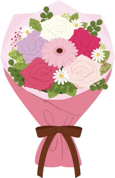 ピンク色の花束のイラスト