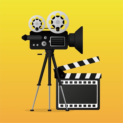 映写機とカチンコのイラスト