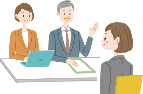 面接ワークをしているイメージイラスト