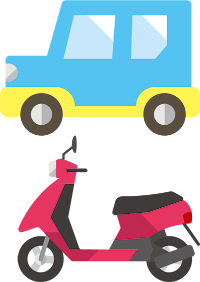 軽自動車とスクーターのイラスト