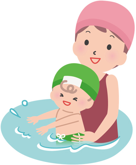 親子水慣れ水泳 イラスト