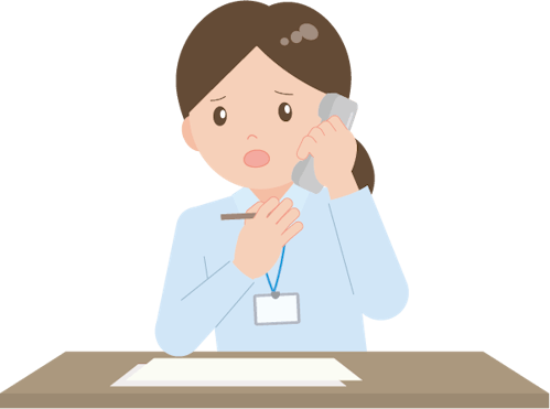 困り顔で電話をかけている人のイラスト