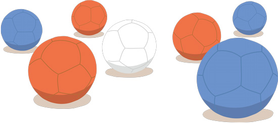 6個のボッチャボール イラスト