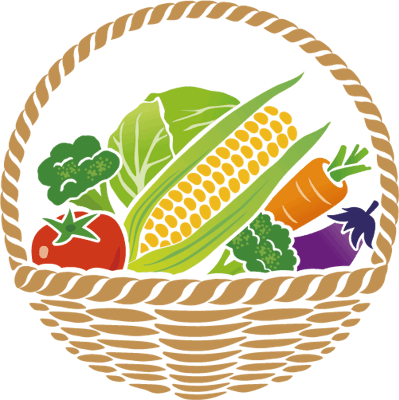 バスケットいっぱいの野菜のイラスト