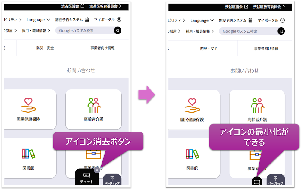 画像：アイコンの非表示方法