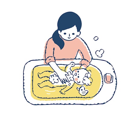 沐浴をしているイラスト