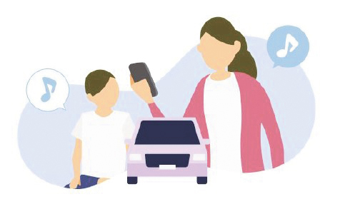 スマホから乗車予約をする人のイラスト