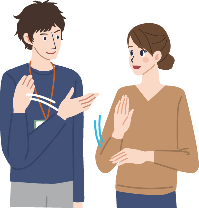 手話で話しあう人たちのイラスト