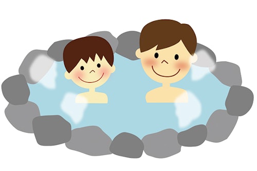 親子で入浴しているイラスト