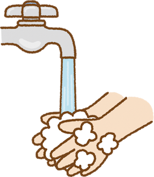 水道水で手を洗っているイメージイラスト