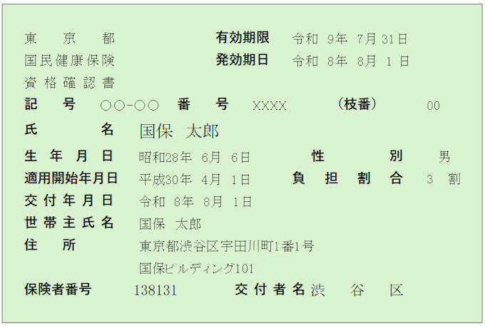 資格確認書のイメージ