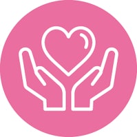 ハートをかかげる両手のアイコン