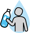 水分の入ったボトルをもっている人のイラスト