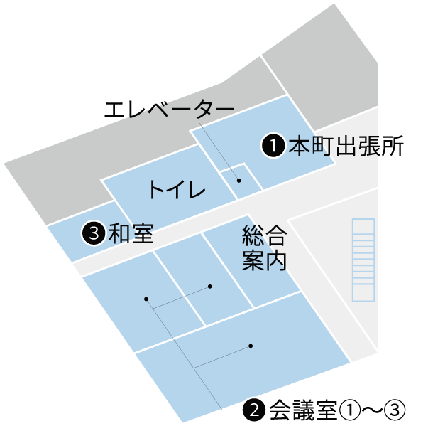 本町CC 本町コミュニティセンター1階のマップ