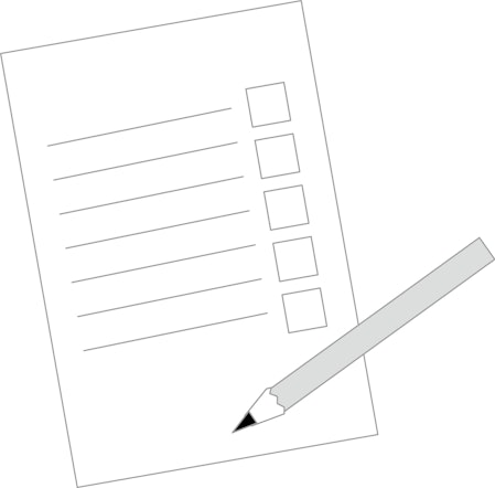 アンケート用紙と鉛筆のイラスト