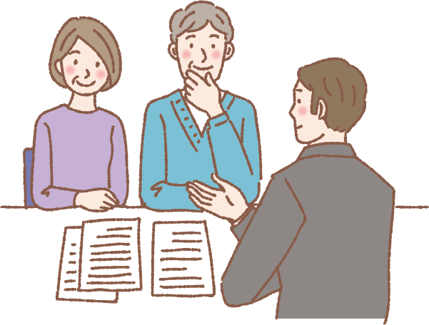 職員による相談会に参加している人たちのイメージイラスト