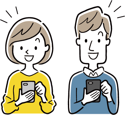 スマートフォンを操作する人たちのイラスト