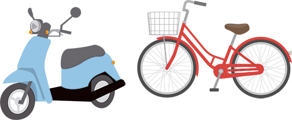 スクーターと自転車のイラスト