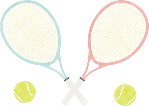 ラケットとテニスボールのイラスト