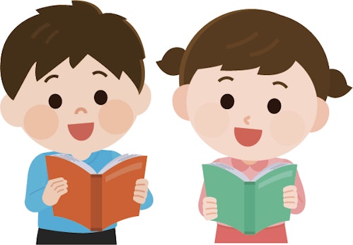 本を開いている子どもたちのイラスト