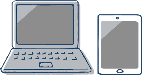 ノートパソコンとタブレットのイラスト