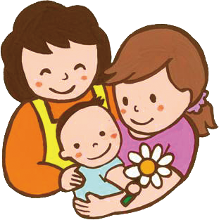 サポート会員スタッフが母親と子どもを抱いているイメージイラスト