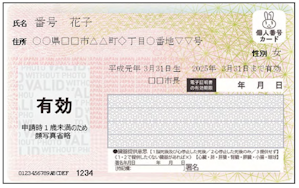 1歳未満の人のマイナンバーカードの例