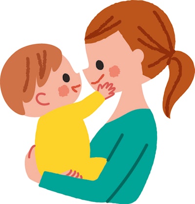 赤ちゃんと母親が見つめあっているイメージイラスト