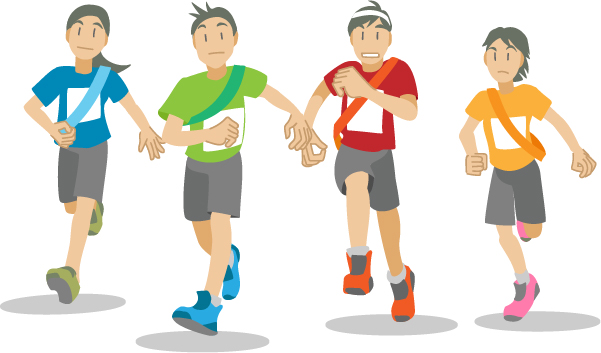 タスキをかけて走る駅伝参加者のイメージイラスト