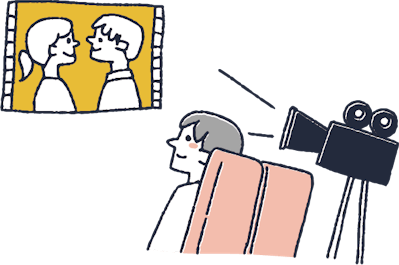 映画を鑑賞する人のイラスト