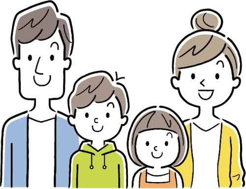 四人家族のイラスト