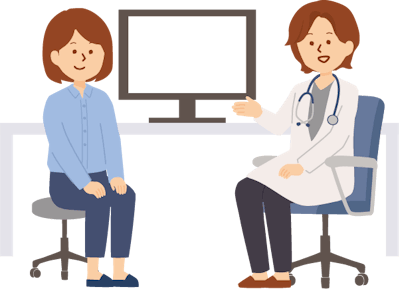 健診で医者から説明を受けている人のイラスト
