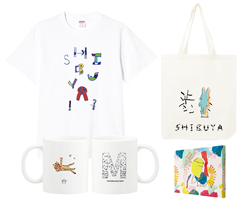 Tシャツ、アートパネル、トートバッグ、マグカップの作成例