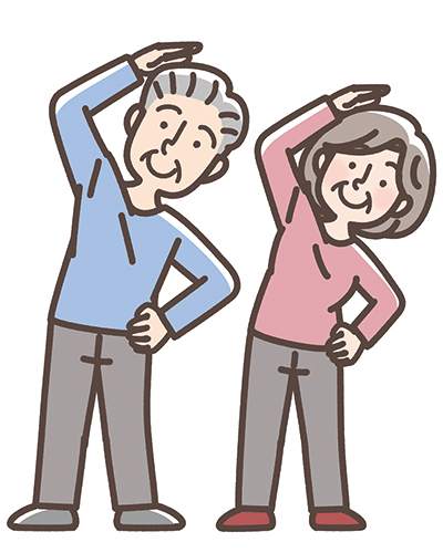 ストレッチをする高齢者のイラスト