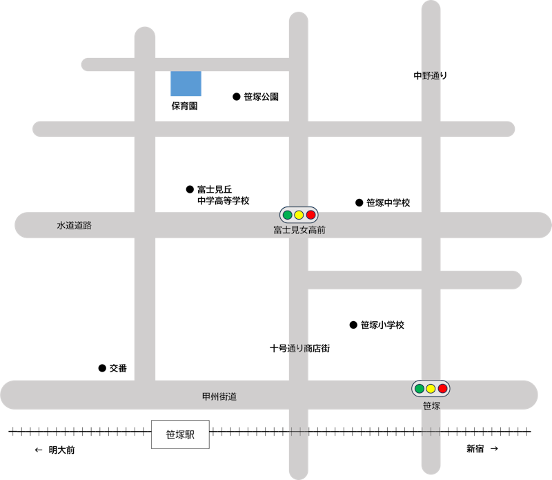 笹塚保育園周辺の地図