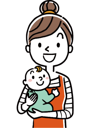 赤ちゃんを抱っこしている人のイラスト