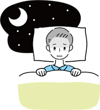 布団に入って眠れない人のイラスト