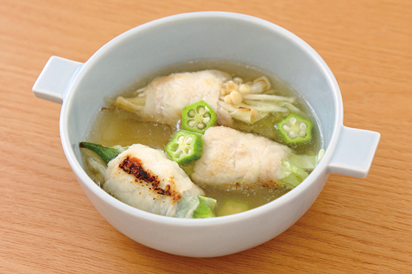 優秀賞作品のボリューム満点肉巻き中華スープ